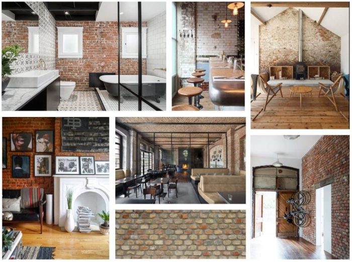 Brick exposed wall interior walls faux interiors accent