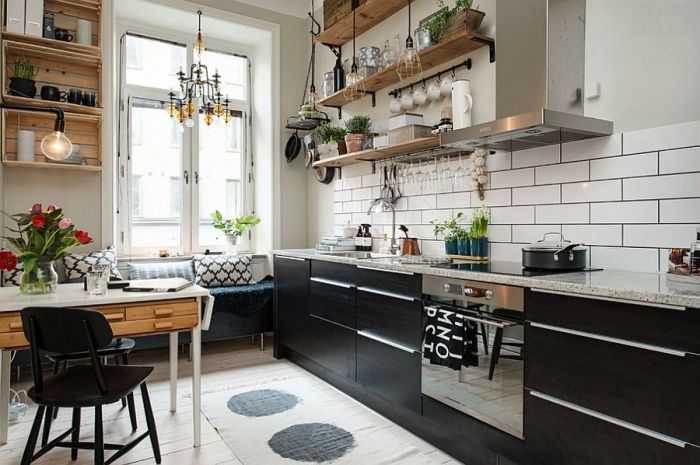 Scandinavian kitchen design small shelves wooden stylish kitchens floating ideas modern black designs studio white steel