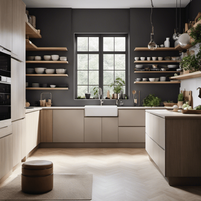 Furnitur dapur Skandinavia minimalis