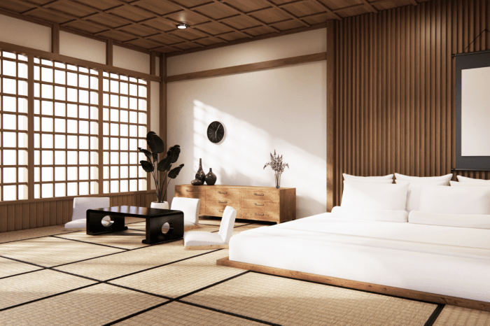 Kamar tidur dengan dekorasi minimalis ala Jepang dan Nordic